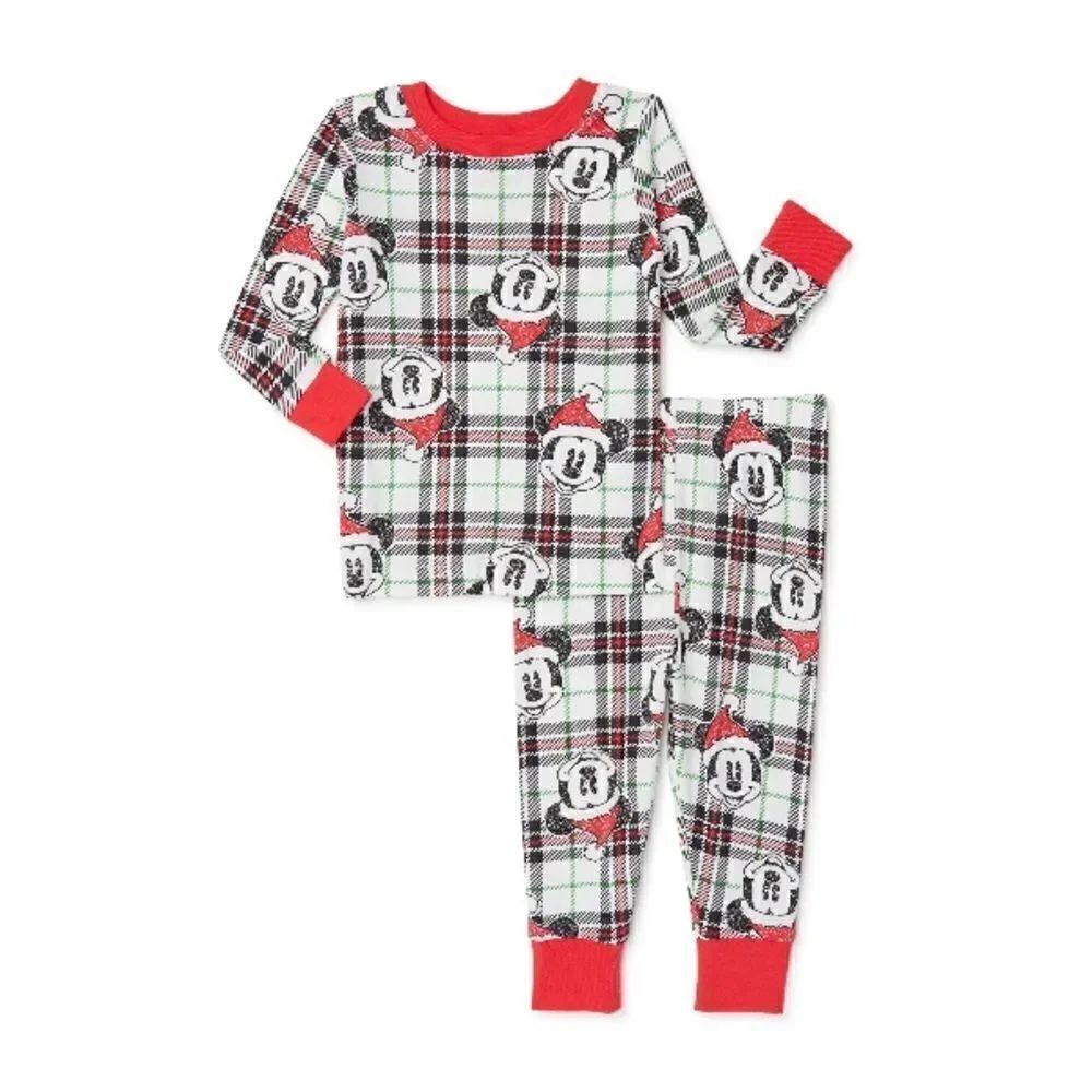 Disney Mickey Mouse Holiday Toddler Boy Pajama Lounge 2-Piece Set Size 2T